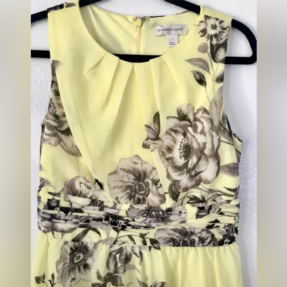 Christopher & Banks Special Occasion Yellow Chiffon Dress or Bridal Party 6 - Picture 2 of 8